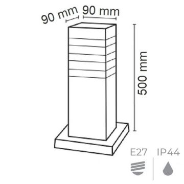 HOROZ 075-017-0003 PALMERA 50 cm Siyah Bollard Armatür (Metal Kasa)