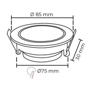 NOAS YL60-2023 REN Sıva Altı Siyah-Krom Yuvarlak Spot Kasası (Metal)