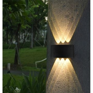 HELIOS HS 5850 Siyah Çift Yönlü Dış Mekan LED Aplik - Gün Işığı (3200K) - IP65 - ABS Gövde