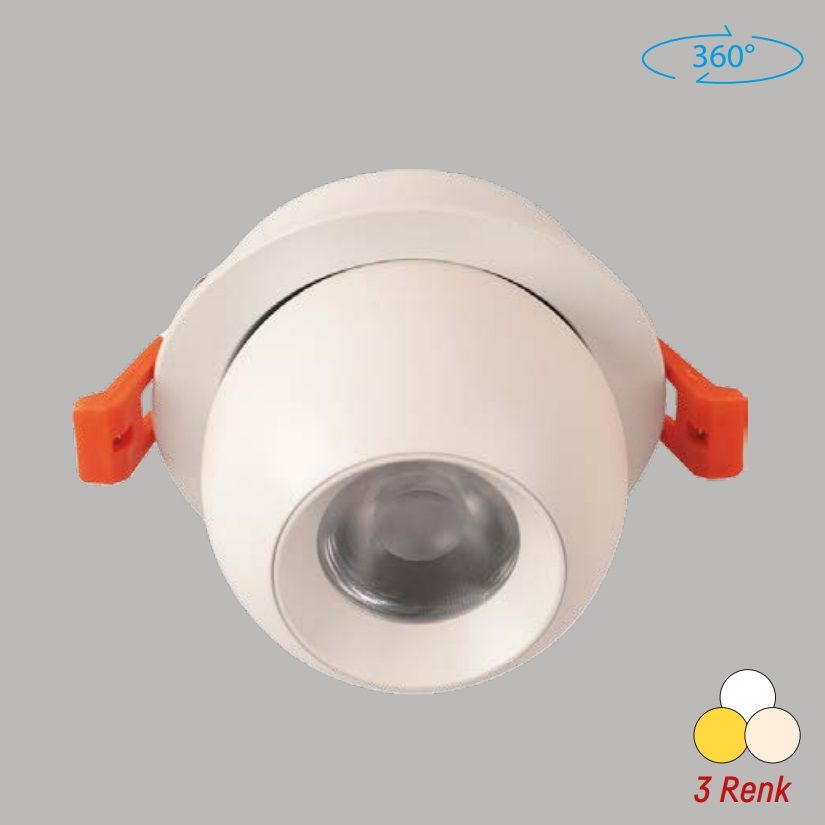 YCL YC 765 12 Watt Beyaz Sıva Altı Yuvarlak LED Spot - Metal - 3 Işık Renkli (Beyaz + Ilık Beyaz + Gün Işığı)