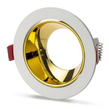 NOAS YL60-2114 REN Sıva Altı Beyaz-Gold Yuvarlak Spot Kasası (Metal)