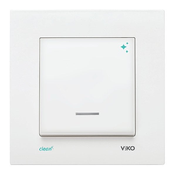 VİKO Karre Clean 90966074 Işıklı İki Kutuplu Anahtar [Beyaz]