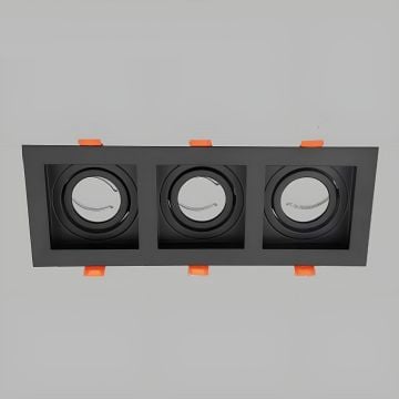 YCL YC 7050 Siyah Sıva Altı Üçlü Spot Kasası (Metal)