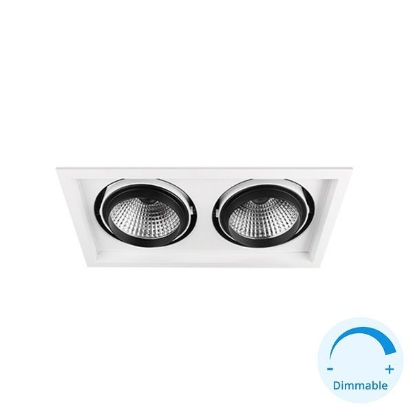 GOYA GY 3042-30 Beyaz Kasa Kare 2x30 Watt DİMLİ İkili LED Mağaza Spotu