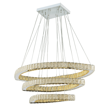 CL-615-3 - 192 Watt Üçlü Taşlı KromLED Avize (Çift Işık Renkli)