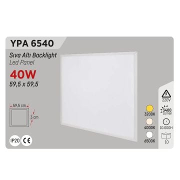 YCL YPA 6540 40 Watt Sıva Altı 60x60 Backlight LED Panel