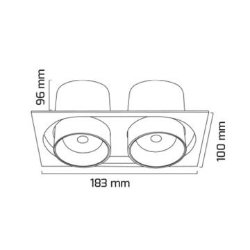 GOYA GY 3040 Beyaz/Siyah Kasa 2x14 Watt Dimli İkili Sıva Altı Mağaza Spotu