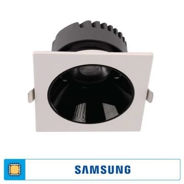 ACK AD10-01500 10 Watt Siyah-Beyaz Sıva Altı Kare SAMSUNG LED Spot - Gün Işığı (3000K)