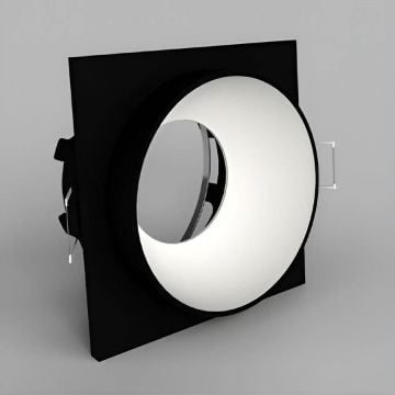 YCL YC 7020 Siyah-Beyaz Sıva Altı Kare Spot Kasası (Metal)