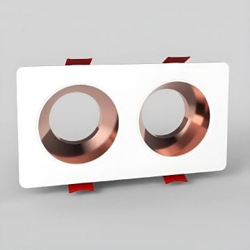 YCL YC 2005 Beyaz-Parlak Rose Gold Sıva Altı İkili Spot Kasası