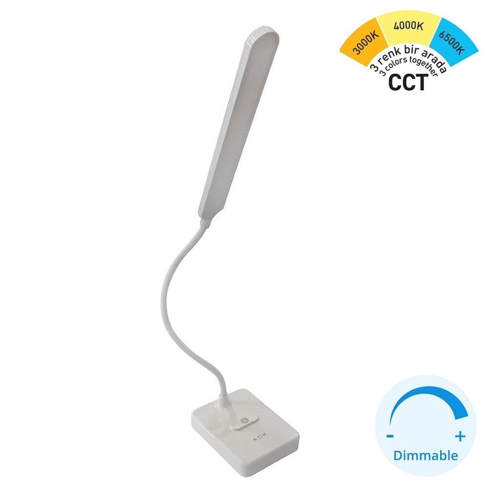 ACK AF11-10016 Dimli ve Dokunmatik Şarjlı LED Masa Lambası - 3 Işık Renkli (Beyaz + Ilık Beyaz + Gün Işığı)
