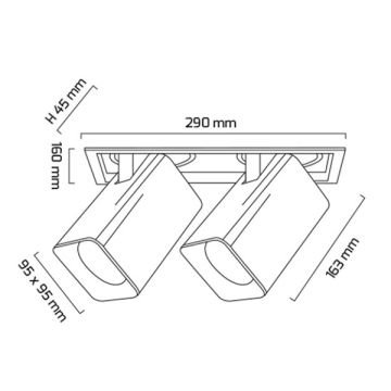 GOYA GY 3252-36 Siyah/Beyaz Kasa 2x36 Watt 360 Derece Hareketl DİMLİ İkili LED Mağaza Spotu
