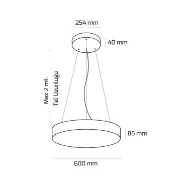 GOYA GY 8113-60 Siyah/Beyaz Kasa 73 Watt 60 cm Davul Sıva Üstü Lineer Armatür