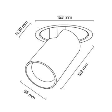 GOYA GY 3150-30 Siyah/Beyaz Kasa 30 Watt 360 Derece Hareketli Dimli LED Mağaza Spotu