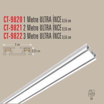 CATA CT-9821 2 Metre Siyah Ultra İnce Sıva Üstü Magnet Ray