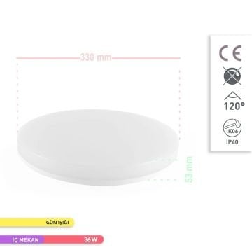 ACK AT10-83000 36 Watt Dekoratif LED Tavan Armatürü - Gün Işığı (3000K)