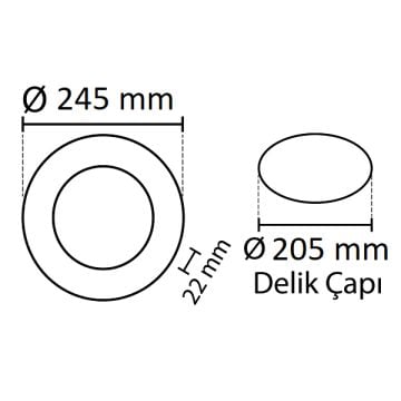 NOAS YL11-1800 18+6 Watt Mavi-Beyaz Sıva Altı Yuvarlak LED Panel