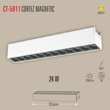 CATA CT-5811 Cortez Beyaz 24 Watt 24 cm Lensli LED Magnet Armatür - Gün Işığı (3200K)