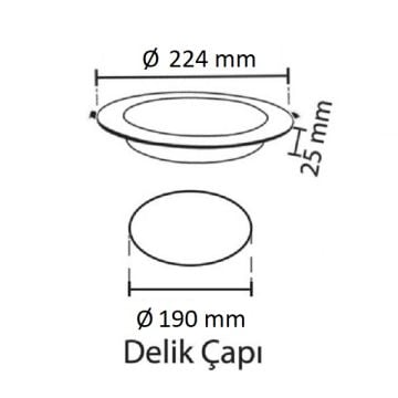 NOAS YL10-2400-B 24 Watt Sıva Altı Yuvarlak LED Panel