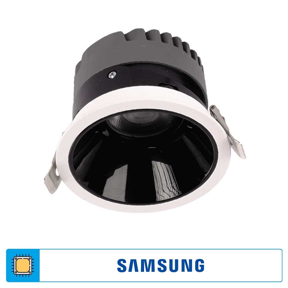 ACK AD10-01100 10 Watt Siyah-Beyaz Sıva Altı Yuvarlak SAMSUNG LED Spot - Gün Işığı (3000K)