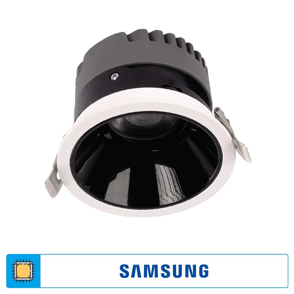 ACK AD10-01110 10 Watt Siyah-Beyaz Sıva Altı Yuvarlak SAMSUNG LED Spot - Ilık Beyaz (4000K)