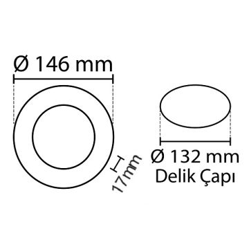 NOAS YL10-0900-S 9 Watt Siyah Kasa Sıva Altı Yuvarlak LED Panel
