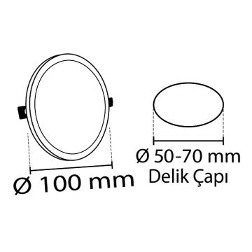 NOAS YL12-1000 10 Watt Ayarlanabilir Yuvarlak LED Panel