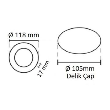 NOAS YL10-0600-S 3 Watt Siyah Kasa Sıva Altı Yuvarlak LED Panel