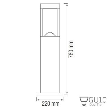 inoled 9160 Akasya 78 cm Bollard Armatür (PC Gövde)