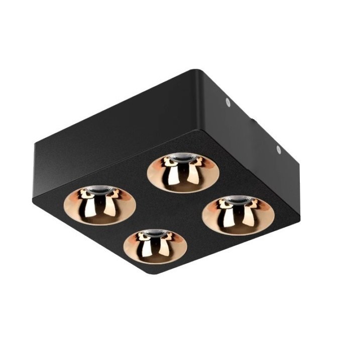 MOLLED MOL2427 4x10 Watt Siyah-Gold Sıva Üstü İkili LED Spot (SAMSUNG/PHILIPS LED & EAGLERISE/LIFUD Driver)
