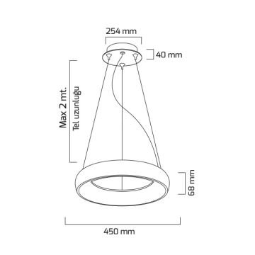 GOYA GY 8121-45 Siyah/Beyaz Kasa 41 Watt 45 cm Halka Lineer Sarkıt Avize