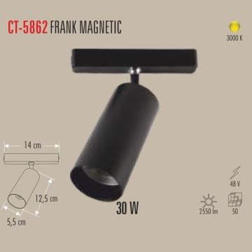 CATA CT-5862 Frank 15 Watt LED Magnet Ray Spot - Gün Işığı (3200K)