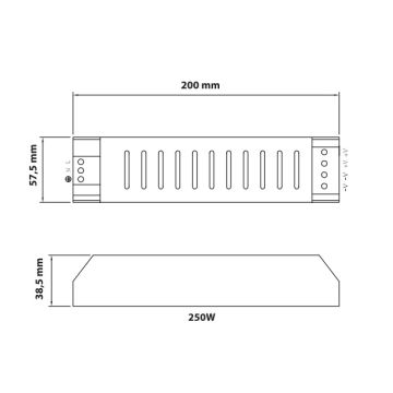 inoled 2125 12 Volt 250 Watt 21 Amper Slim LED Trafosu