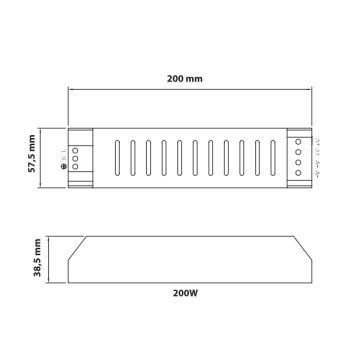 inoled 2124 12 Volt 200 Watt 16.6 Amper Slim LED Trafosu