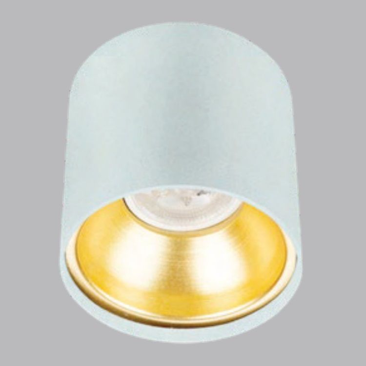 K2 GLOBAL KDA4013 Etna 10x10 cm Beyaz-Gold Sıva Üstü Silindir Spot Kasası