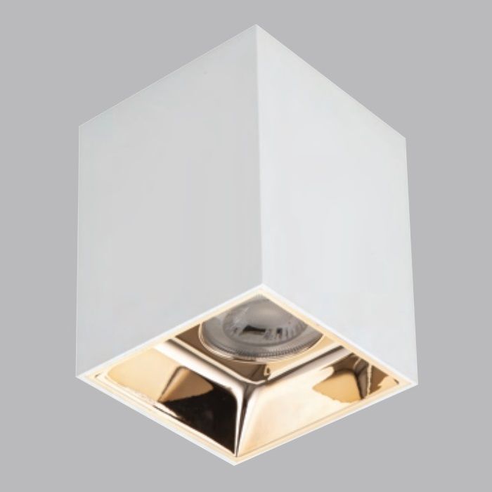 K2 GLOBAL KDA4320 7.5x7.5x10 cm Manas Beyaz-Platin Siyah Sıva Üstü Spot Kasası (Plastik)