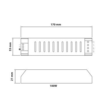 inoled 2145 12 Volt 100 Watt 8.3 Amper Ultra Slim LED Trafosu
