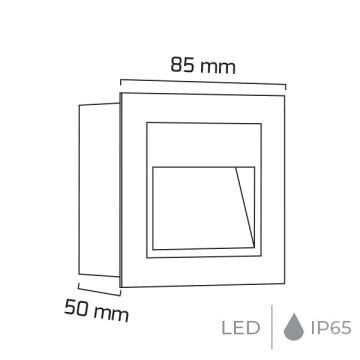 GOYA GY 6241 3 Watt Sıva Altı Siyah Kare Dış Mekan LED Merdiven Armatürü - Gün Işığı (3000K) - IP65 - Metal Kasa