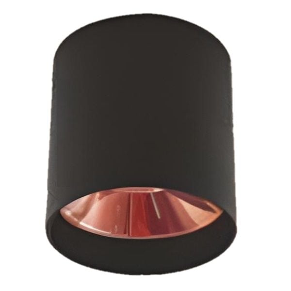 CATA CT-5421 SB Foça 10x10 cm Siyah-Rose Bakır Sıva Üstü Silindir Spot Kasası