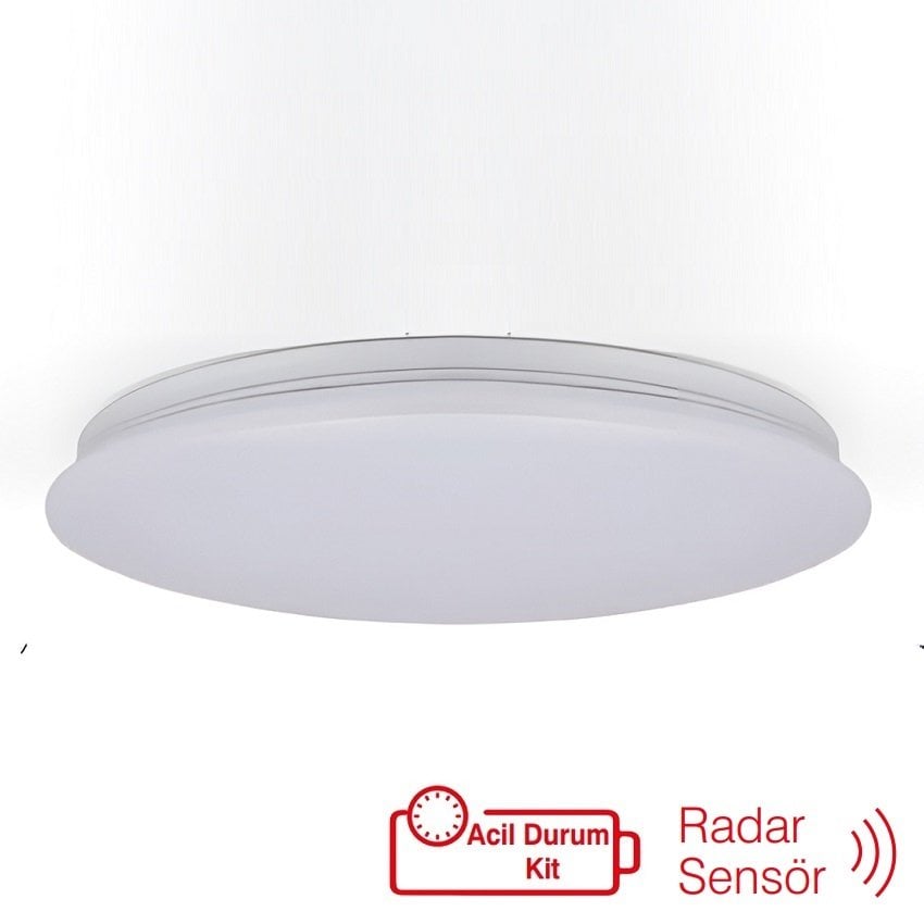 inoled 5169-03 18 Watt Acil Aydınlatma Kitli ve Radar Sensörlü LED Tavan Armatürü - SAMSUNG LED - Ilık Beyaz (4000K)
