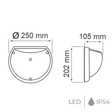 HOROZ 400-413-114 AQUA YARIMAY 9 Watt Beyaz Sensörlü Dış Mekan LED Glop Aplik - Gün Işığı (3000K) [Plastik Kasa]