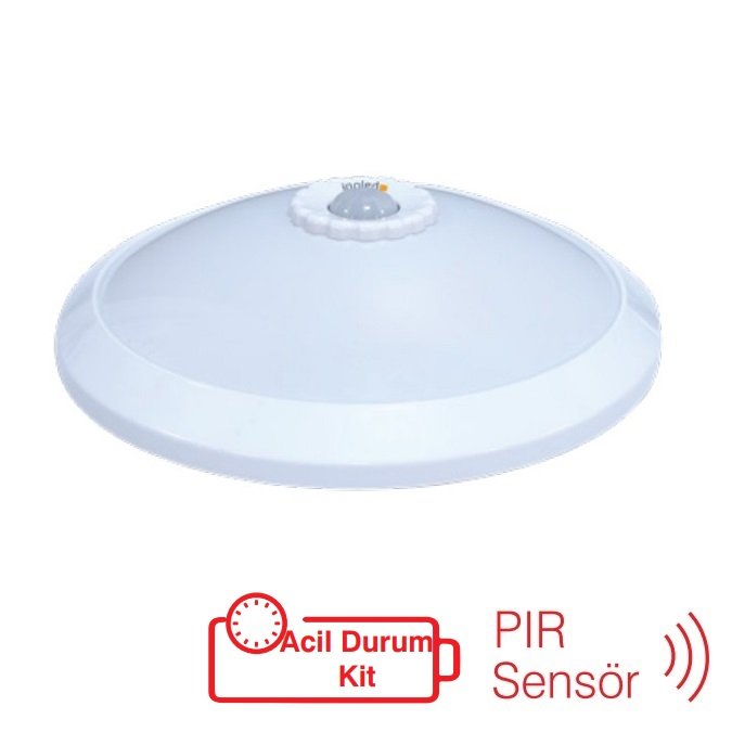 inoled 5146-02 18 Watt Acil Aydınlatma Kitli ve Sensörlü LED Tavan Armatürü - Gün Işığı (3000K)