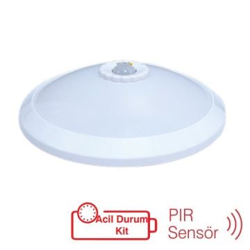 inoled 5146-01 18 Watt Acil Aydınlatma Kitli ve Sensörlü LED Tavan Armatürü - Beyaz Işık (6500K)