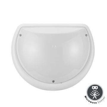 HOROZ 400-213-114 AQUA YARIMAY Beyaz Sensörlü Dış Mekan Glop Aplik (Plastik Kasa)