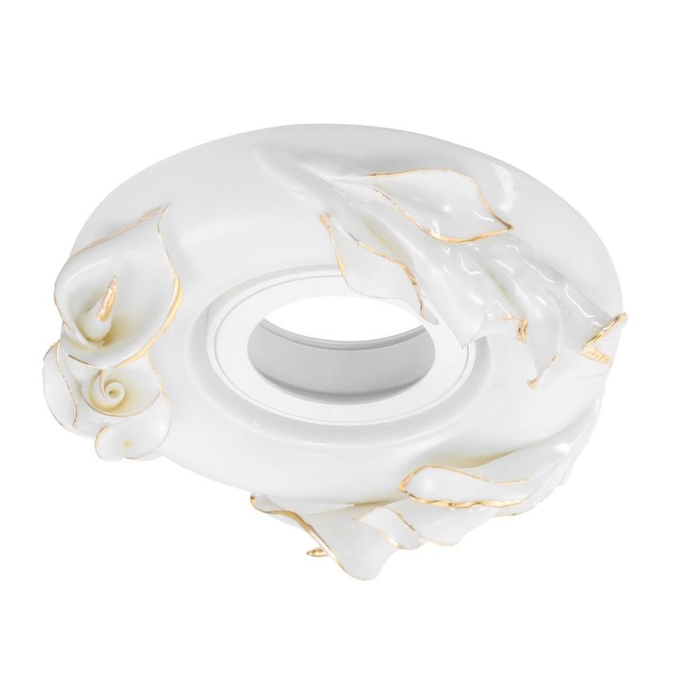 ACK AH01-04046 Beyaz-Gold Gül Desenli Spot Kasası