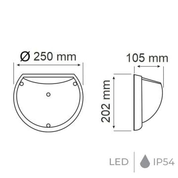 HOROZ 400-313-114 AQUA YARIMAY 9 Watt Opal Camlı Beyaz Dış Mekan LED Aplik - Gün Işığı (3000K) [Plastik Kasa]