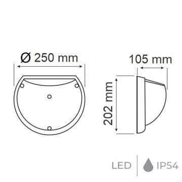 HOROZ 400-315-114 AQUA YARIMAY 9 Watt Opal Camlı Beyaz Dış Mekan LED Aplik - Beyaz Işık (6500K) [Plastik Kasa]
