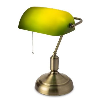 NOAS YL86-1511 Yeşil Başlıklı Eskitme Banker Masa Lambası