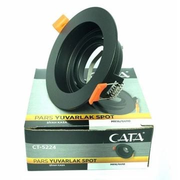 CATA CT-5224 Pars Sıva Altı Siyah Yuvarlak Spot Kasası