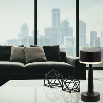 NOAS YL86-1800 NOA Siyah Dokunmatik, Dimli ve Şarjlı LED Masa Lambası - Gün Işığı (3200K)